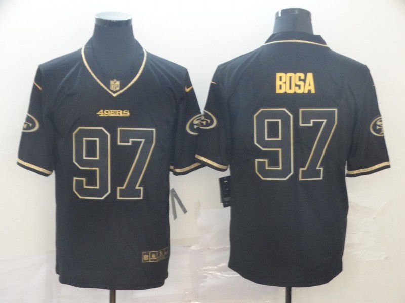 Men San Francisco 49ers 97 Bosa Black Retro gold character Nike NFL Jerseys